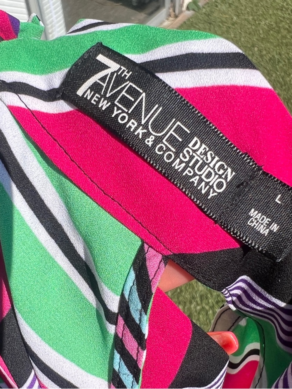 NY & Co 7th Avenue Multicolor Striped Halter Blouse Size L - Picture 7 of 7